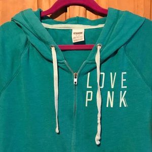 Turquoise PINK Zip Up Sweater